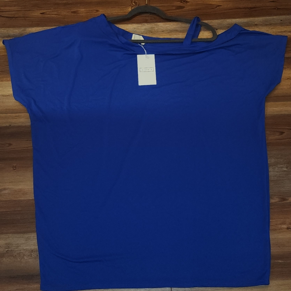 Ninexis Royal Blue Off the Shoulder Shirt